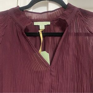 Women's Burgundy Pleated Top